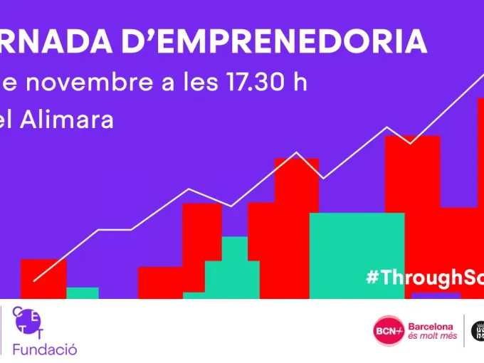 Banner de la Jornada de Emprendimiento con los colores corporativos del CETT 