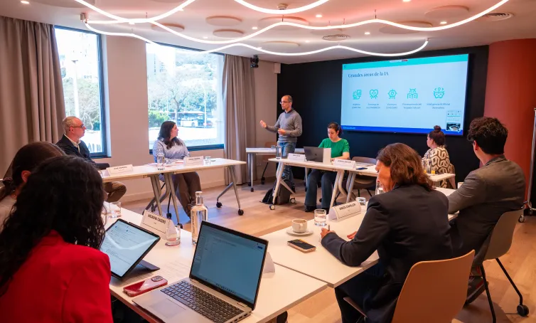 Los participantes del focus group trabajando en una sala.