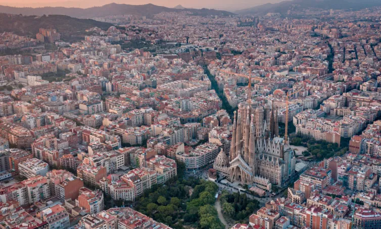 ciudad de Barcelona vista desde el aire